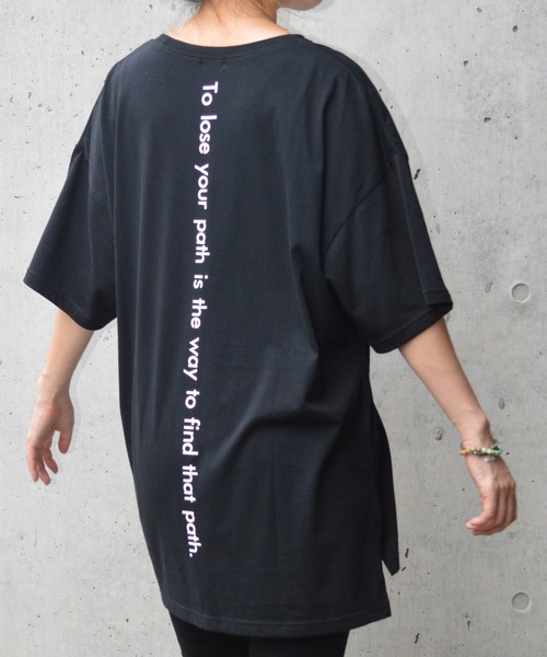 MATCH&more（マッチアンドモア）の「バック縦プリントオーバーサイズ半袖Ｔシャツ（Tシャツ/カットソー・レディース・ホワイト/ブラック/ベージュ/グレー/カーキ・FREE）」の18枚目の写真