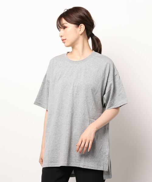 MATCH&more（マッチアンドモア）の「バック縦プリントオーバーサイズ半袖Ｔシャツ（Tシャツ/カットソー・レディース・ホワイト/ブラック/ベージュ/グレー/カーキ・FREE）」の21枚目の写真