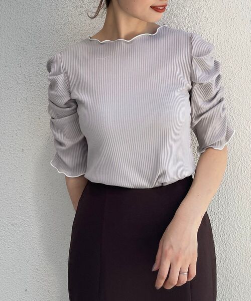 MAJESTIC LEGON（マジェスティックレゴン）の「レースアップレディトップス（Tシャツ/カットソー・レディース・アイボリー/グレイッシュベージュ/グレー/ブラック・SMALL/MEDIUM）」の8枚目の写真