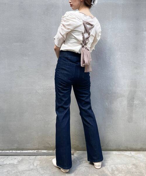 MAJESTIC LEGON（マジェスティックレゴン）の「レースアップレディトップス（Tシャツ/カットソー・レディース・アイボリー/グレイッシュベージュ/グレー/ブラック・SMALL/MEDIUM）」の15枚目の写真