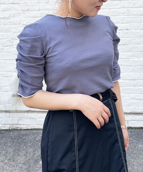 MAJESTIC LEGON（マジェスティックレゴン）の「レースアップレディトップス（Tシャツ/カットソー・レディース・アイボリー/グレイッシュベージュ/グレー/ブラック・SMALL/MEDIUM）」の16枚目の写真