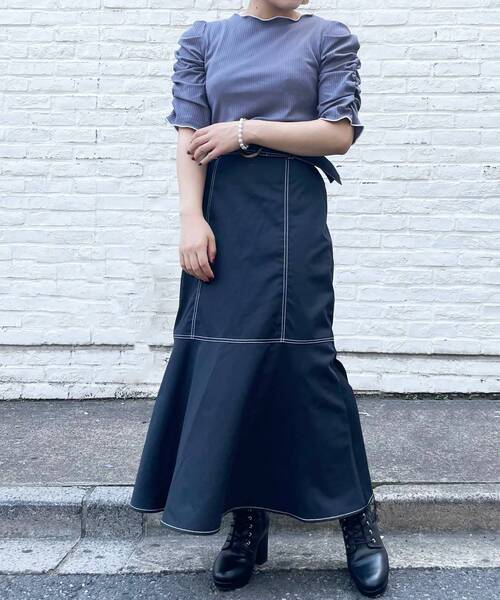 MAJESTIC LEGON（マジェスティックレゴン）の「レースアップレディトップス（Tシャツ/カットソー・レディース・アイボリー/グレイッシュベージュ/グレー/ブラック・SMALL/MEDIUM）」の19枚目の写真