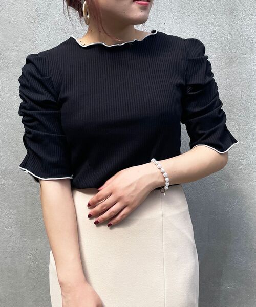 MAJESTIC LEGON（マジェスティックレゴン）の「レースアップレディトップス（Tシャツ/カットソー・レディース・アイボリー/グレイッシュベージュ/グレー/ブラック・SMALL/MEDIUM）」の21枚目の写真