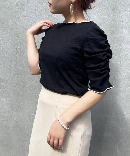 MAJESTIC LEGON（マジェスティックレゴン）の「レースアップレディトップス（Tシャツ/カットソー・レディース・アイボリー/グレイッシュベージュ/グレー/ブラック・SMALL/MEDIUM）」の22枚目の写真