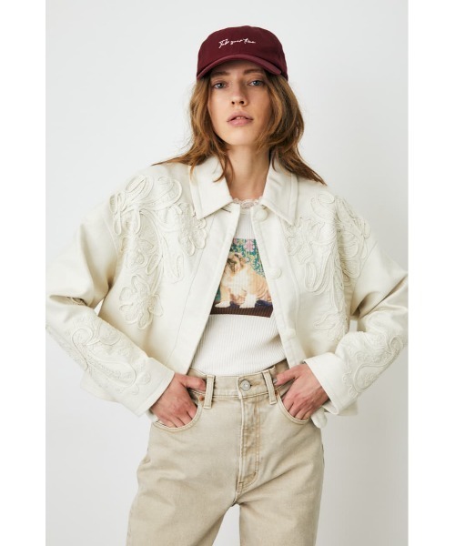 MOUSSY(マウジー)の「CORD EMBROIDERY ジャケット(その他アウター・レディース・アイボリー/ブラック・FREE)」の7枚目の写真