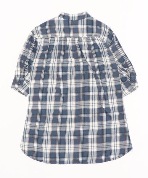 RUGGEDWORKS(ラゲッドワークス)の「《親子お揃い》 前開きノーカラーチェックワンピース(シャツワンピース・キッズ・ネイビー/ベージュ・SMALL/MEDIUM/LARGE/X-LARGE/X-SMALL)」の3枚目の写真
