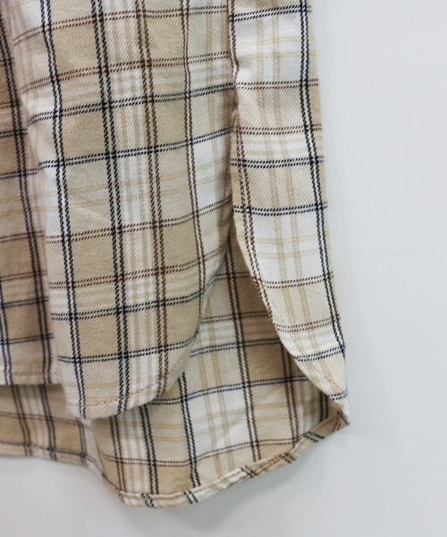 RUGGEDWORKS(ラゲッドワークス)の「《親子お揃い》 前開きノーカラーチェックワンピース(シャツワンピース・キッズ・ネイビー/ベージュ・SMALL/MEDIUM/LARGE/X-LARGE/X-SMALL)」の10枚目の写真