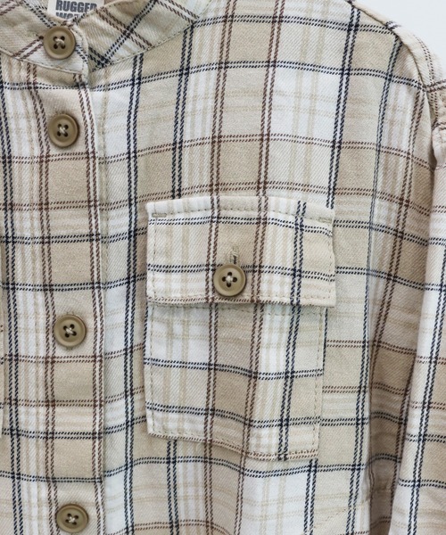 RUGGEDWORKS(ラゲッドワークス)の「《親子お揃い》 前開きノーカラーチェックワンピース(シャツワンピース・キッズ・ネイビー/ベージュ・SMALL/MEDIUM/LARGE/X-LARGE/X-SMALL)」の11枚目の写真