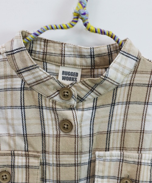 RUGGEDWORKS(ラゲッドワークス)の「《親子お揃い》 前開きノーカラーチェックワンピース(シャツワンピース・キッズ・ネイビー/ベージュ・SMALL/MEDIUM/LARGE/X-LARGE/X-SMALL)」の9枚目の写真