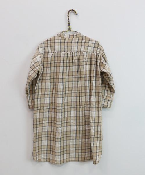 RUGGEDWORKS(ラゲッドワークス)の「《親子お揃い》 前開きノーカラーチェックワンピース(シャツワンピース・キッズ・ネイビー/ベージュ・SMALL/MEDIUM/LARGE/X-LARGE/X-SMALL)」の8枚目の写真