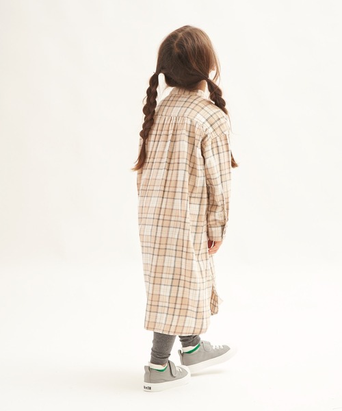 RUGGEDWORKS(ラゲッドワークス)の「《親子お揃い》 前開きノーカラーチェックワンピース(シャツワンピース・キッズ・ネイビー/ベージュ・SMALL/MEDIUM/LARGE/X-LARGE/X-SMALL)」の14枚目の写真