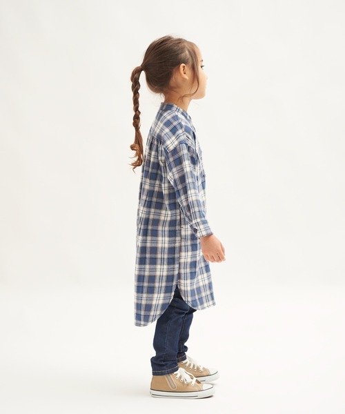 RUGGEDWORKS(ラゲッドワークス)の「《親子お揃い》 前開きノーカラーチェックワンピース(シャツワンピース・キッズ・ネイビー/ベージュ・SMALL/MEDIUM/LARGE/X-LARGE/X-SMALL)」の17枚目の写真