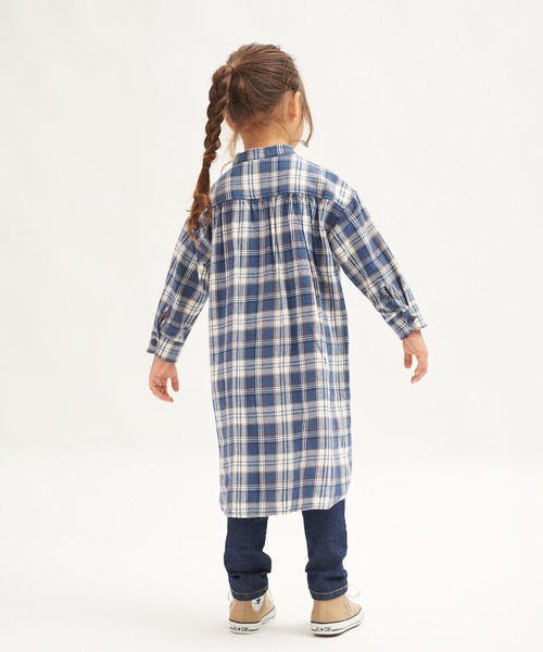 RUGGEDWORKS(ラゲッドワークス)の「《親子お揃い》 前開きノーカラーチェックワンピース(シャツワンピース・キッズ・ネイビー/ベージュ・SMALL/MEDIUM/LARGE/X-LARGE/X-SMALL)」の18枚目の写真
