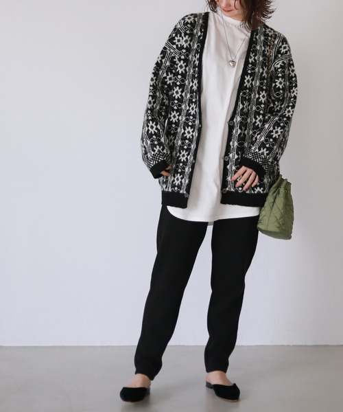 SLOBE citron.（スローブシトロン）の「SLOBE citron. ジャガードニットカーディガン【手洗い可能】◆（カーディガン/ボレロ・レディース・ブラック/グリーン・FREE）」の22枚目の写真