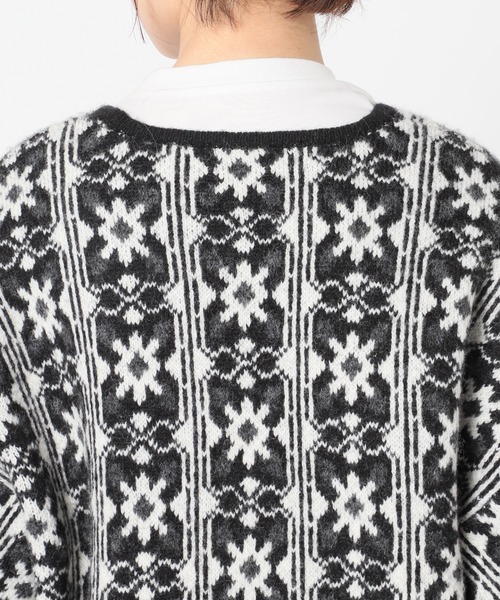 SLOBE citron.（スローブシトロン）の「SLOBE citron. ジャガードニットカーディガン【手洗い可能】◆（カーディガン/ボレロ・レディース・ブラック/グリーン・FREE）」の5枚目の写真