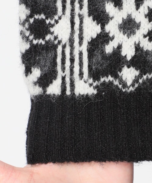 SLOBE citron.（スローブシトロン）の「SLOBE citron. ジャガードニットカーディガン【手洗い可能】◆（カーディガン/ボレロ・レディース・ブラック/グリーン・FREE）」の6枚目の写真