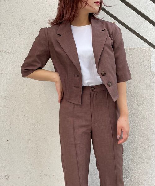 MAJESTIC LEGON(マジェスティックレゴン)の「Ladyハーフスリーブジャケット(シャツ/ブラウス・レディース・ブラウン/ブラック系その他/ブラウン系その他2・MEDIUM)」の3枚目の写真