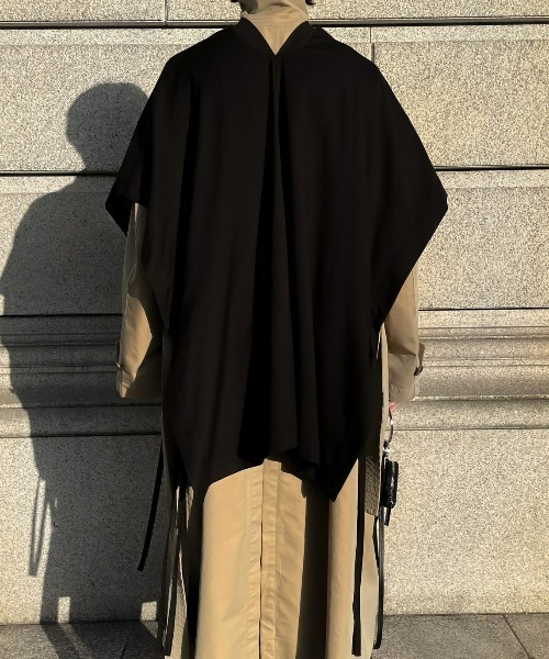 renya made in INTER FACTORY（レンヤメイドインインターファクトリー）の「ファッションインフルエンサー renya - side cord poncho vest / サイドコードポンチョベスト　made in INTER FACTORY（その他トップス・メンズ・ベージュ/ブラック・FREE）」の9枚目の写真