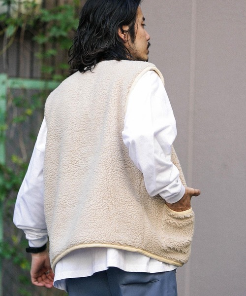 Ocean Pacific（オーシャンパシフィック）の「『別注』Ocean Pacific×Sonny Label　ボアベスト（その他アウター・メンズ・チャコールグレー/ベージュ・MEDIUM/LARGE）」の5枚目の写真