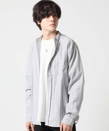 ARCADE（アーケード）の「ブロード 長袖 バンドカラー シャツ / チェック ストライプ デザイン（シャツ/ブラウス）」