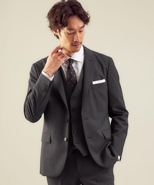 WORK TRIP OUTFITS GREEN LABEL RELAXING(ワークトリップアウトフィッツグリーンレーベル リラクシング)の「WTO TWPU サージ無地 スリム スーツジャケット -ウォッシャブル・防シワ・ストレッチ- **(スーツジャケット・メンズ・ダークグレー/ネイビー/ブラック・S/44/L/48/XL/50/XS/42/XXS/40/M/46)」の14枚目の写真