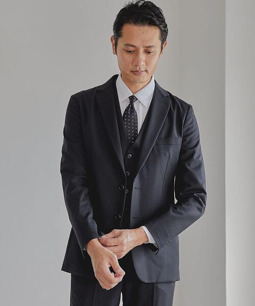 WORK TRIP OUTFITS GREEN LABEL RELAXING(ワークトリップアウトフィッツグリーンレーベル リラクシング)の「WTO TWPU サージ無地 スリム スーツジャケット -ウォッシャブル・防シワ・ストレッチ- **(スーツジャケット・メンズ・ダークグレー/ネイビー/ブラック・S/44/L/48/XL/50/XS/42/XXS/40/M/46)」の2枚目の写真