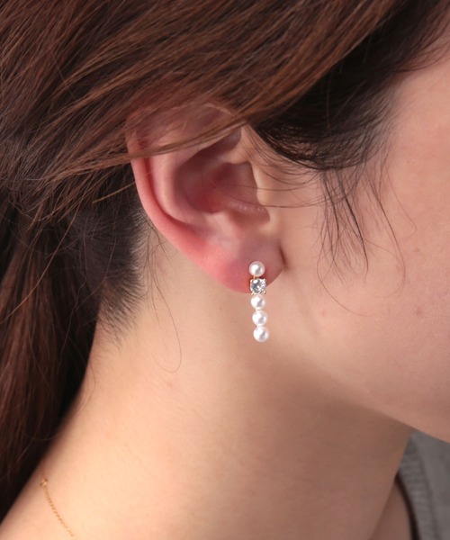 Manon's Selection(マノンズセレクション)の「パールストーンコンビネーションピアス(ピアス(両耳用)・レディース・ゴールド/シルバー・ONE SIZE)」の1枚目の写真