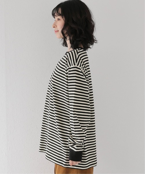 JOURNAL STANDARD relume(ジャーナルスタンダード レリューム)の「クウボウボーダーロングスリーブTEE(Tシャツ/カットソー・レディース・ブラック/ホワイト/ベージュ・FREE)」の4枚目の写真