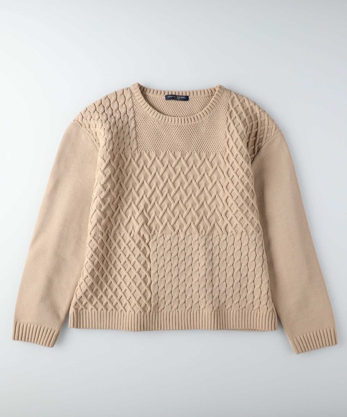 HONEYSUCKLE ROSE（ハニーサックルローズ）の「【HONEYSUCKLE ROSE】洗える軽ふわ柄切替ニット（ニット/セーター・レディース・ライトベージュ/オフホワイト/レッド・M/L/S）」の14枚目の写真