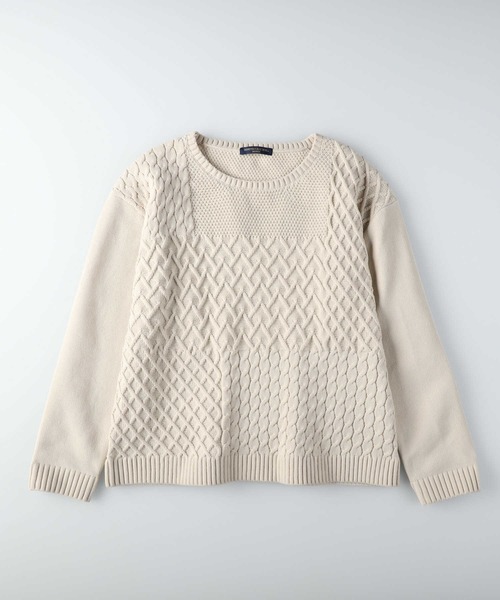 HONEYSUCKLE ROSE（ハニーサックルローズ）の「【HONEYSUCKLE ROSE】洗える軽ふわ柄切替ニット（ニット/セーター・レディース・ライトベージュ/オフホワイト/レッド・M/L/S）」の13枚目の写真