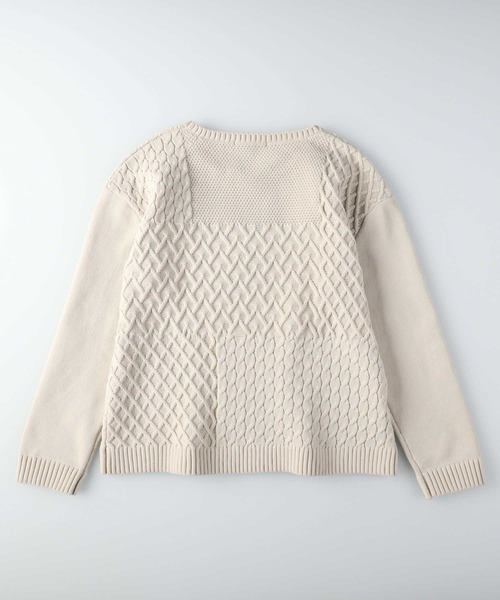 HONEYSUCKLE ROSE（ハニーサックルローズ）の「【HONEYSUCKLE ROSE】洗える軽ふわ柄切替ニット（ニット/セーター・レディース・ライトベージュ/オフホワイト/レッド・M/L/S）」の16枚目の写真