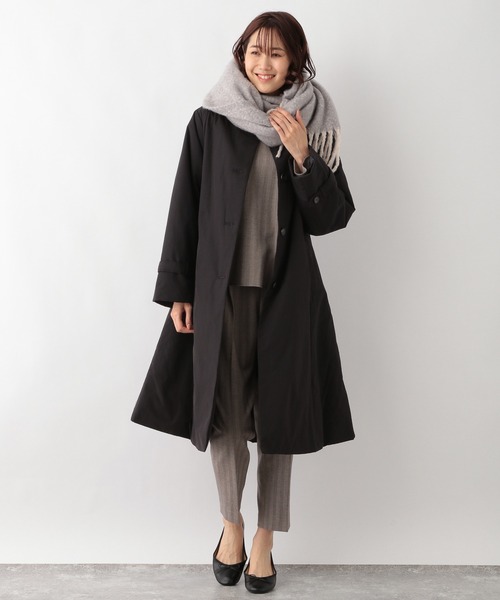 GLOBAL WORK(グローバルワーク)の「中わたノーカラーAラインコート【MATINEE LINE】/239455(ノーカラーコート・レディース・ブラック/ベージュ・MEDIUM/LARGE)」の7枚目の写真