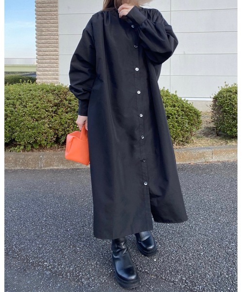 ADORE アドーア スタンドカラー ボリュームスリーブロングワンピース　38 ADORE アドーア スタンドカラー ボリュームスリーブロング