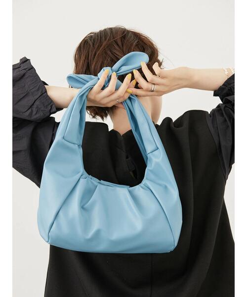 AMERICAN HOLIC(アメリカンホリック)の「ギャザーリボン結びハンドルバッグ(ハンドバッグ・レディース・ブラック/ブルー/グリーン/アイボリー・FREE)」の13枚目の写真