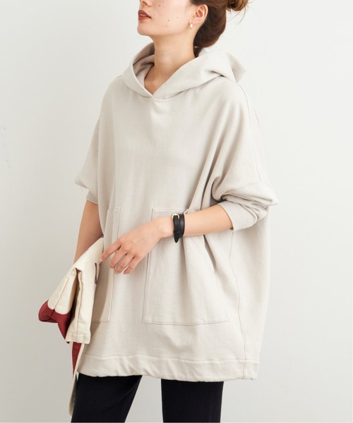 FRAMeWORK（フレームワーク）の「スウェットフードポンチョ◆（パーカー・レディース・チャコールグレー/ベージュ/キャメル・FREE）」の3枚目の写真