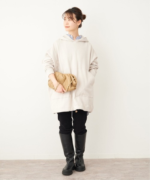 FRAMeWORK（フレームワーク）の「スウェットフードポンチョ◆（パーカー・レディース・チャコールグレー/ベージュ/キャメル・FREE）」の11枚目の写真