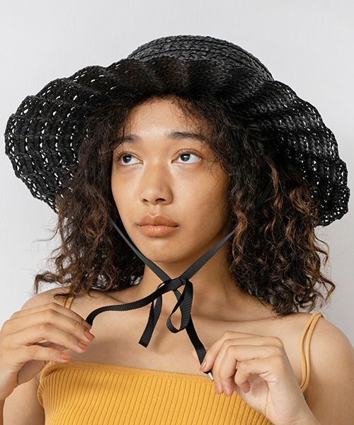 Casselini(キャセリーニ)の「Casselini(キャセリーニ)透かしなみなみハット(ハット・レディース・ブラック/ナチュラル・FREE)」の14枚目の写真