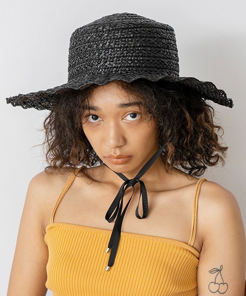 Casselini(キャセリーニ)の「Casselini(キャセリーニ)透かしなみなみハット(ハット・レディース・ブラック/ナチュラル・FREE)」の9枚目の写真