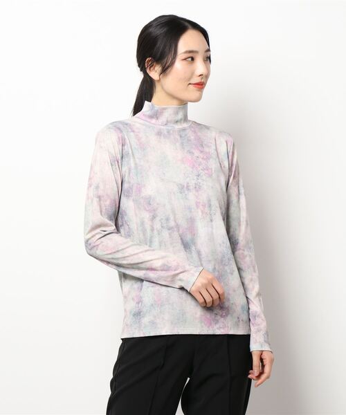 LOWRYS FARM（ローリーズファーム）の「マーブル柄タートルＬＳ　263917（Tシャツ/カットソー・レディース・ブラック/ベージュ/パープル・FREE）」の8枚目の写真