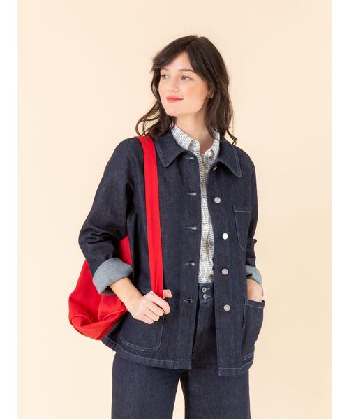 agnes b.(アニエスベー)の「デニム ワークジャケット "Sanshui"(ダウンジャケット/コート・レディース・ブルー系その他・1/2/3)」の3枚目の写真