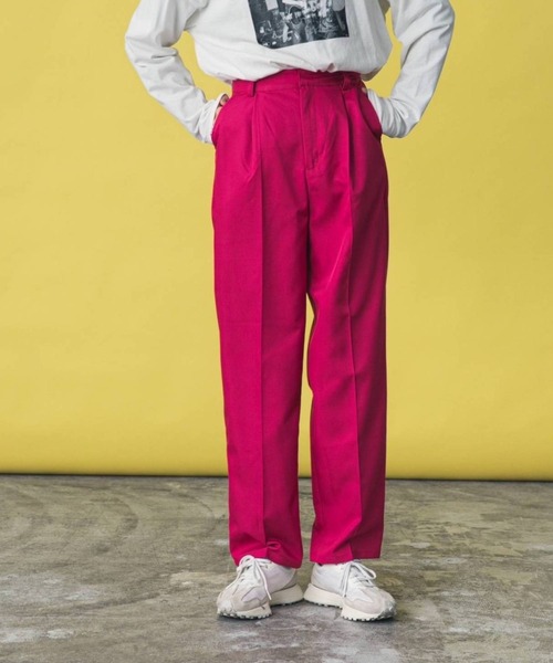 bohmal(ボマール)の「タックセンタープレスワイドパンツ(スラックス・レディース・ブラック/パープル/ピンク/ブルー/グリーン/レッド/ロイヤルブルー/オレンジ・MEDIUM/SMALL/LARGE)」の6枚目の写真