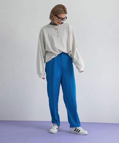 bohmal(ボマール)の「タックセンタープレスワイドパンツ(スラックス・レディース・ブラック/パープル/ピンク/ブルー/グリーン/レッド/ロイヤルブルー/オレンジ・MEDIUM/SMALL/LARGE)」の11枚目の写真