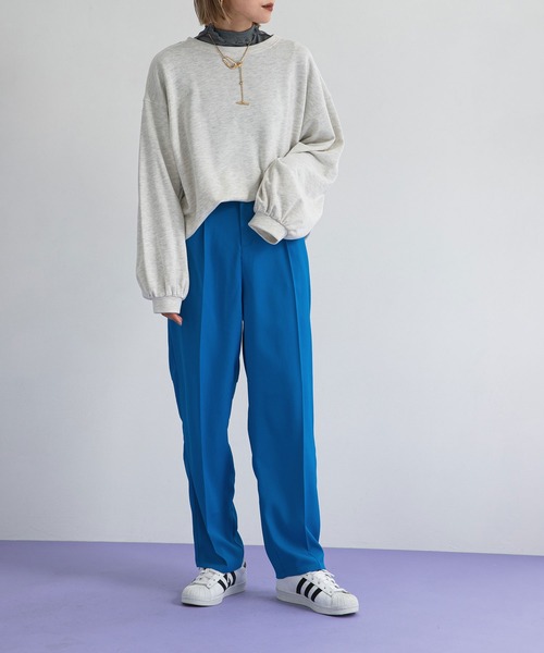 bohmal(ボマール)の「タックセンタープレスワイドパンツ(スラックス・レディース・ブラック/パープル/ピンク/ブルー/グリーン/レッド/ロイヤルブルー/オレンジ・MEDIUM/SMALL/LARGE)」の13枚目の写真