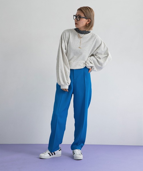 bohmal(ボマール)の「タックセンタープレスワイドパンツ(スラックス・レディース・ブラック/パープル/ピンク/ブルー/グリーン/レッド/ロイヤルブルー/オレンジ・MEDIUM/SMALL/LARGE)」の9枚目の写真