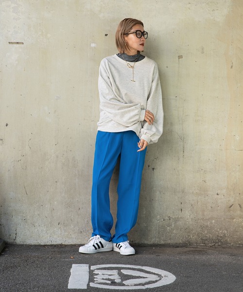 bohmal(ボマール)の「タックセンタープレスワイドパンツ(スラックス・レディース・ブラック/パープル/ピンク/ブルー/グリーン/レッド/ロイヤルブルー/オレンジ・MEDIUM/SMALL/LARGE)」の16枚目の写真