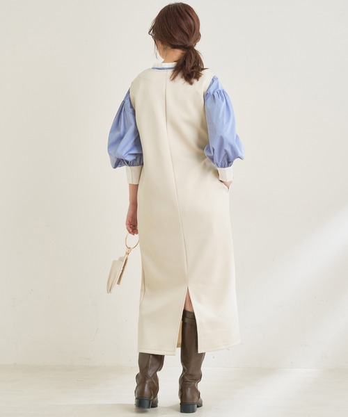 natural couture（ナチュラルクチュール）の「カットポンチVネックワンピース（ワンピース・レディース・アイボリー/ブラック/モカ・FREE）」の16枚目の写真