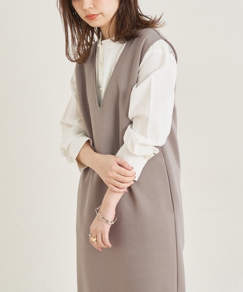 natural couture（ナチュラルクチュール）の「カットポンチVネックワンピース（ワンピース・レディース・アイボリー/ブラック/モカ・FREE）」の22枚目の写真