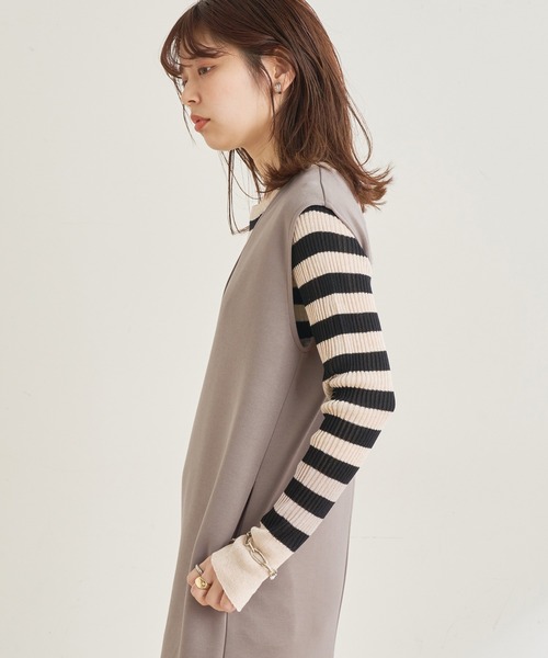 natural couture（ナチュラルクチュール）の「カットポンチVネックワンピース（ワンピース・レディース・アイボリー/ブラック/モカ・FREE）」の17枚目の写真