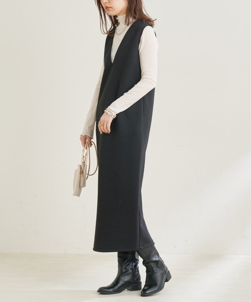 natural couture（ナチュラルクチュール）の「カットポンチVネックワンピース（ワンピース・レディース・アイボリー/ブラック/モカ・FREE）」の19枚目の写真