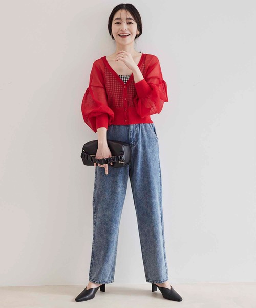 vis-`a-vis（ビサビ）の「【WEB限定】シアーショート丈カーディガン（カーディガン/ボレロ・レディース・ブラック/レッド/イエロー/グリーン/ベージュ・FREE）」の16枚目の写真